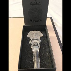 Versace, Crystal Stopper, Rosenthal Frosted Double Sided Medusa Wine Stopper